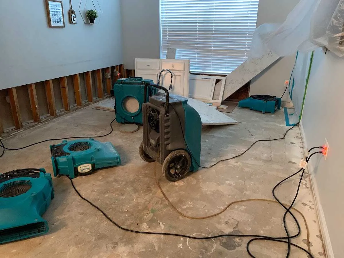 Dehumidifier in flood-cut room for Water Damage Restoration in Delaware